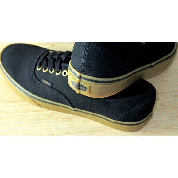 Vans Men's Authentic Black Rubber Canvas Gum Bottom Skate Boat shoes Sizes NIB - Picture 6 of 7